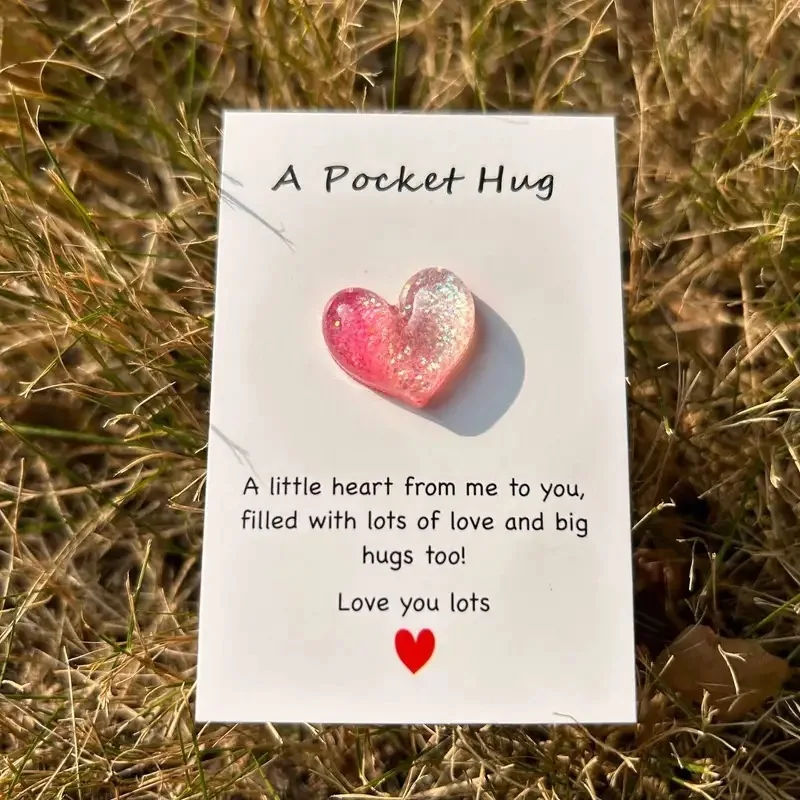 Cute little heart pocket hug decorated pocket hug with encouragement card special birthday wedding party Valentine's