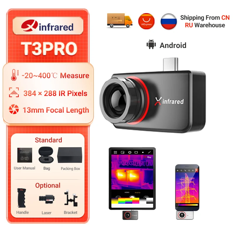 

InfiRay Thermal Imaging Camera T3PRO T3S Smart Phones Android Type C Professional Grade Night Vision Portable Infrared Imager