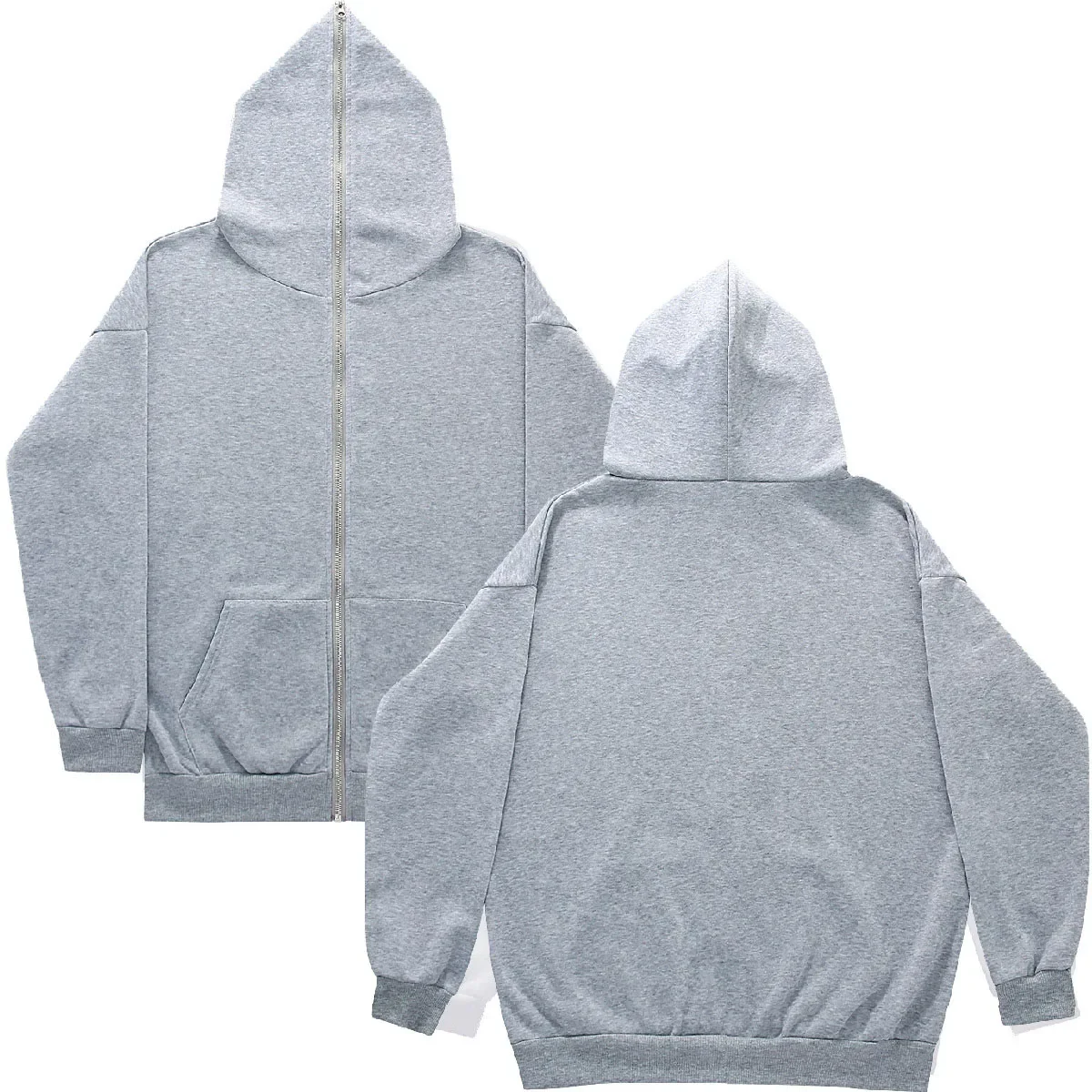 Blank Full Zipper Retro Couple Hip Hop Hoodies&Sweatshirt Loose Oversized Harajuk High Street Men's Women's Streetwear Coat 6