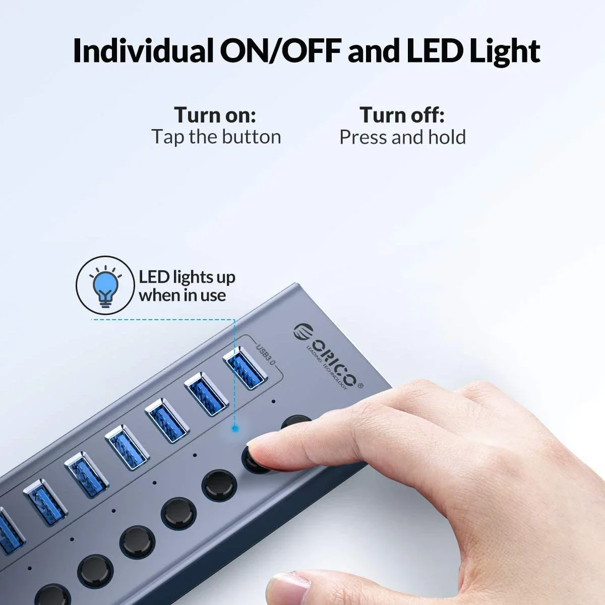 ORICO 7/10/13 Port USB Hub 3.0 Multi USB Splitter Power Adapter Multiple Expander 3.0 Hub With Switch For Laptop Accessoriess 5