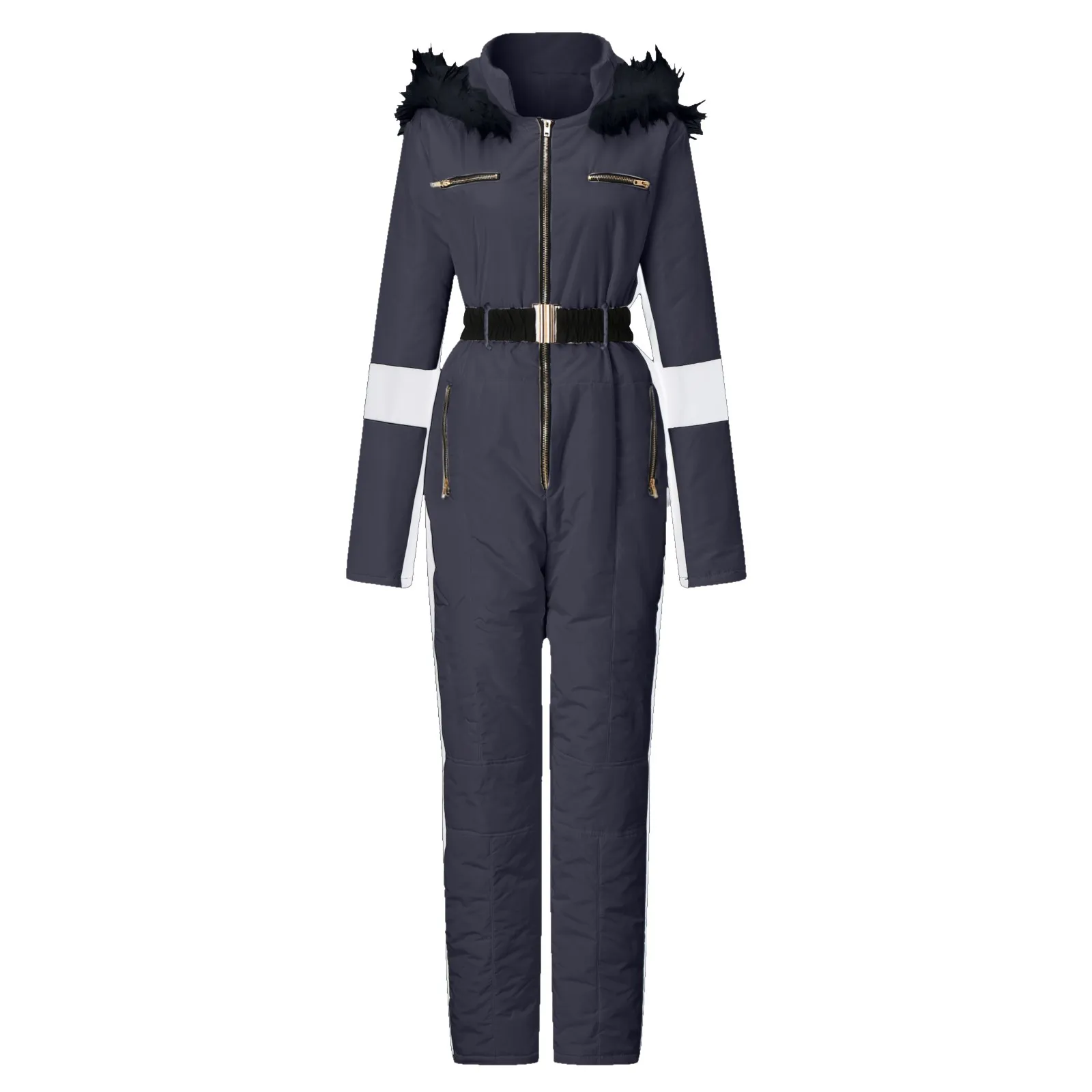Women's Skiing Suites Winter Outdoor Sports Warm Jumpsuit Waterproof With Removable Collar Outdoor Sports Zipper Ski Suit 3
