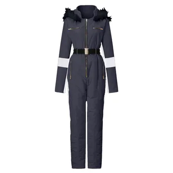 Women's Skiing Suites Winter Outdoor Sports Warm Jumpsuit Waterproof With Removable Collar Outdoor Sports Zipper Ski Suit 3