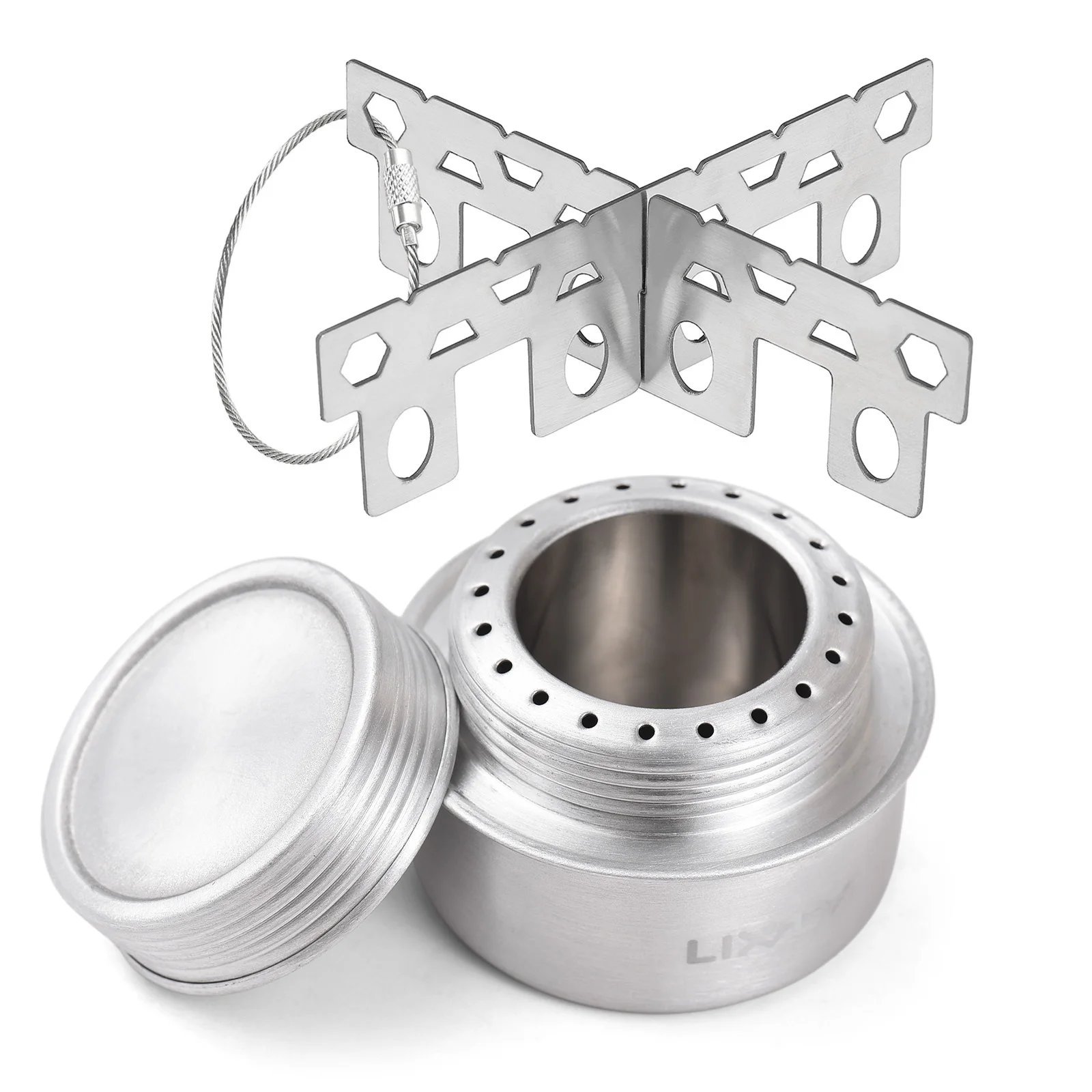 Compact LIXADA Aluminum Alloy Camping Stove with Lid and Stand