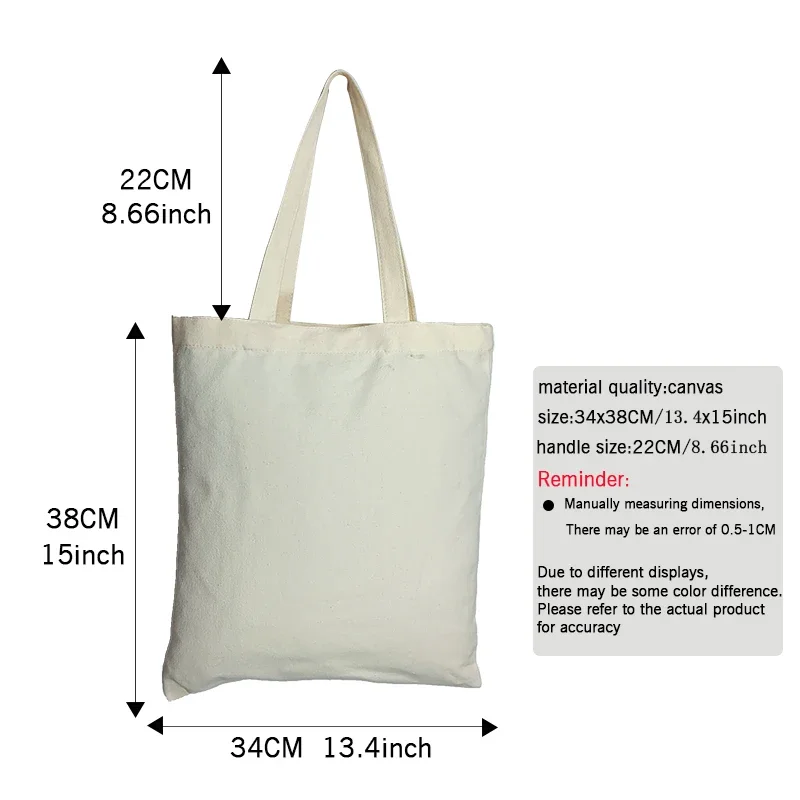 2/5/10pcs DIY Craft Sublimation Tote Bags Blank Canvas Travel Handbag Reusable Bag Shopping Shoulder Bags Washable Heat Transfer 3