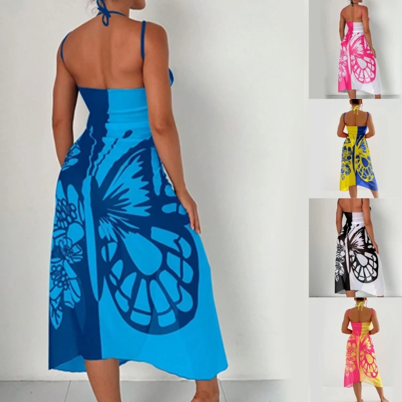 Parei Da Donna Stampati Costumi Da Bagno Avvolgenti Da Spiaggia Copricostumi Lunghi Gonna Avvolgente H58D