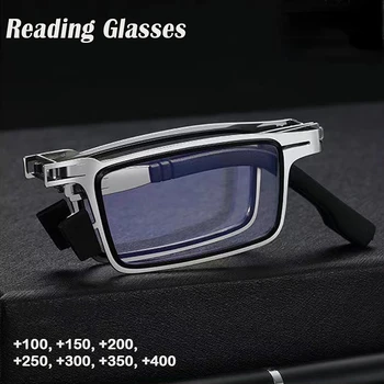 Portable Smart Folding Reading Glasses Blue Light Blocking For Men Metal Round Square Elder Eyeglasses Diopters Presbyopia Gafas