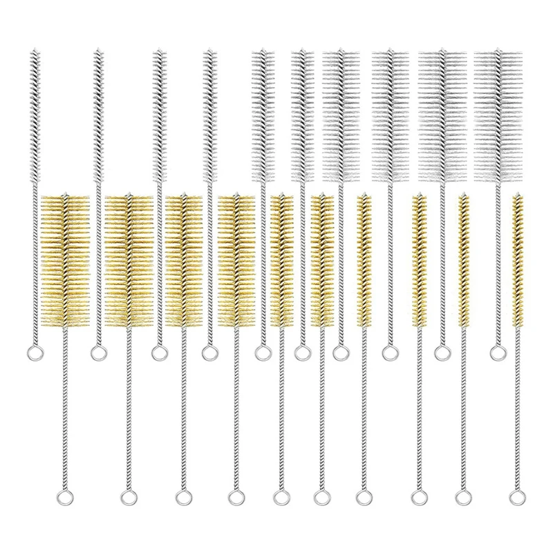 HOTSALE20PcsTubeBottleBrushKitBrassStainlessSteelBristle