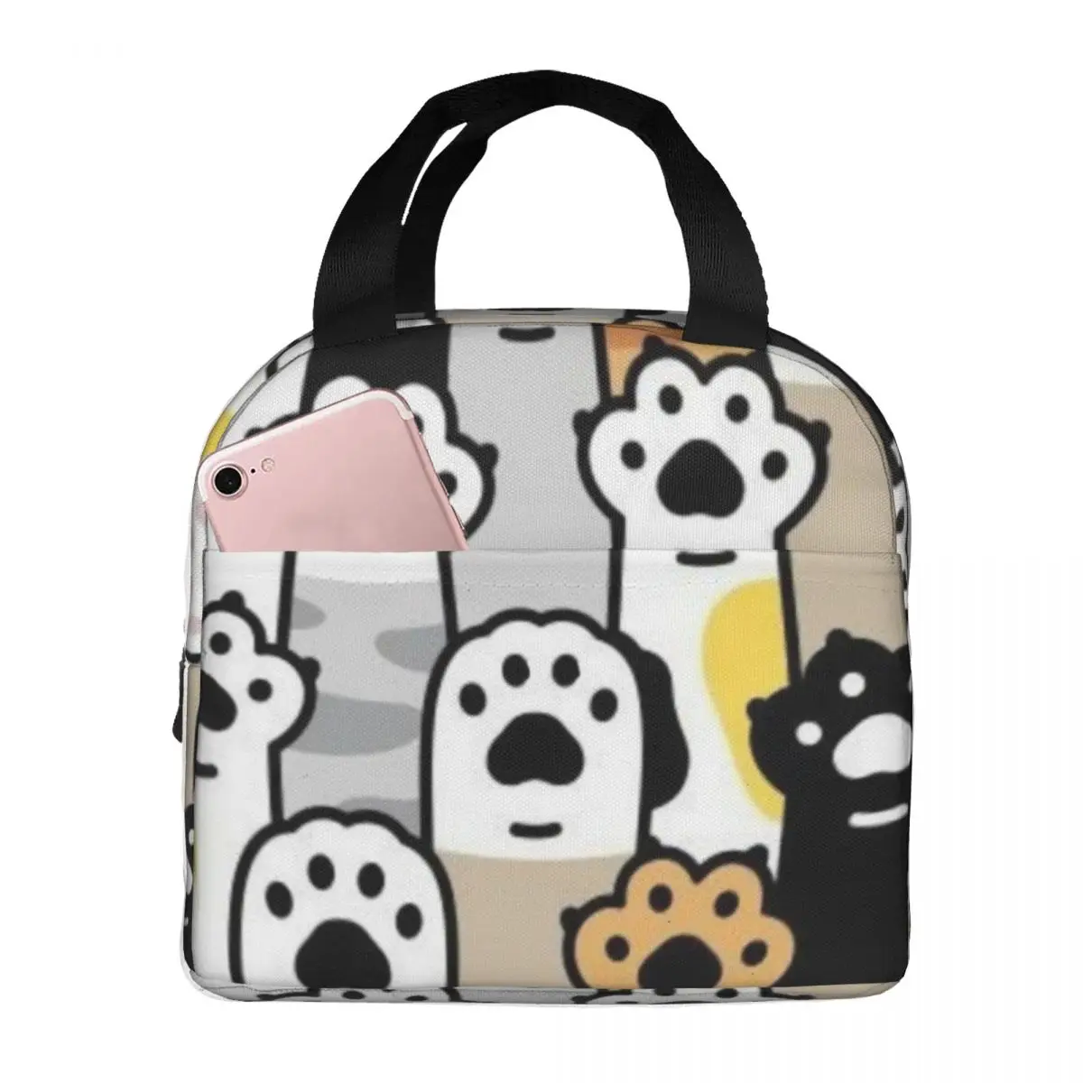 

Cat Paw Lover Insulated Lunch Bags Leakproof Picnic Bags Thermal Cooler Lunch Box Lunch Tote for Woman Work Kids School