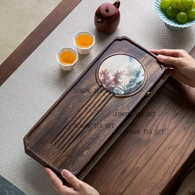 15x38cm North American black walnut tea tray high-end solid wood dry foam household small tea tray