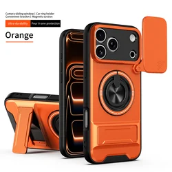Enhanced Magnetic Fold Holder Military Armor Case with Camera Protection for ZTE Blade V80 Pro (SJia - Orange)