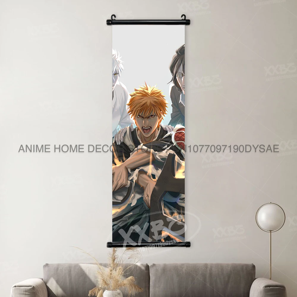 BLEACH Anime Wall Art: Orihime & Ichigo Decorative Scroll Poster