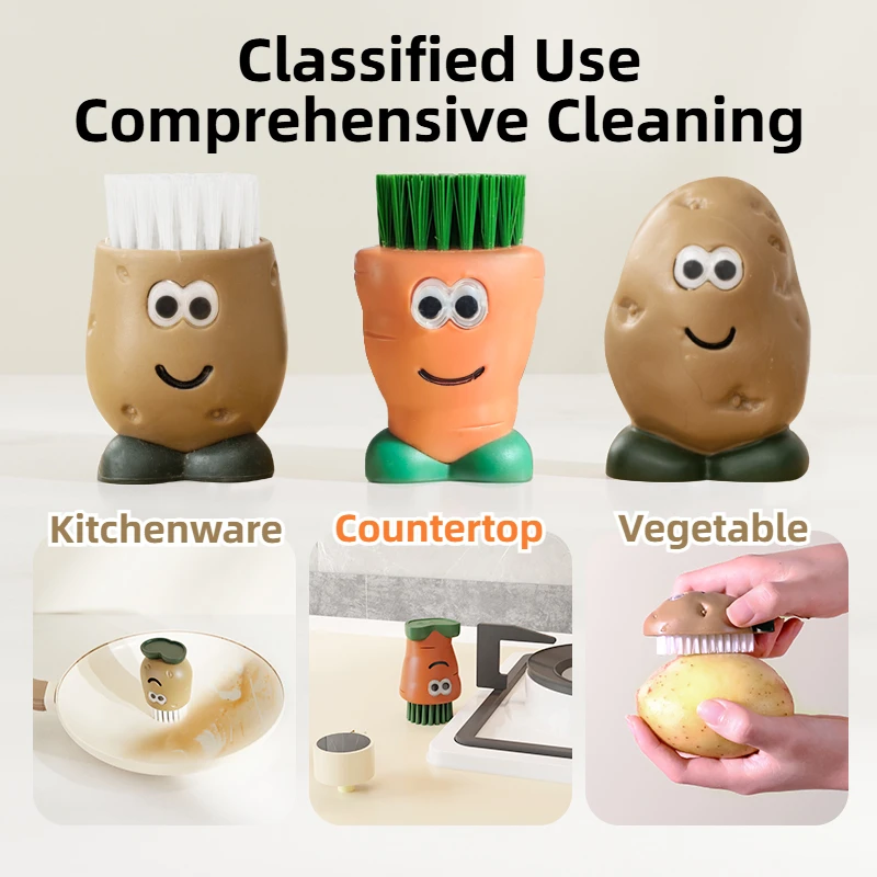 Spazzola Per Lavare Verdure Riutilizzabile - Per Patate, Carote, Frutta, Design Igienico Con Foro Di Sospensione