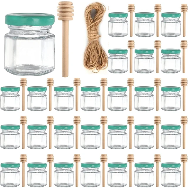 60 Pcs 1.5 oz (50ML) Hexagon Jars/Glass Jars with Gold Lids, Small Mason  Jars for