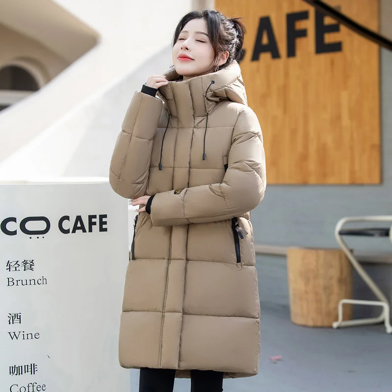 2024 Fashion Parkas Women Winter Overcoat Hooded Long Thick Down Cotton-padded Coats Female Warm Outerwear Bread Jackets M-4XL