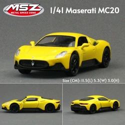Diecast Metal 1/43 Maserati MC20 Super Sport Toy Car - Pull Back Miniature Collection Gift (YELLOW)