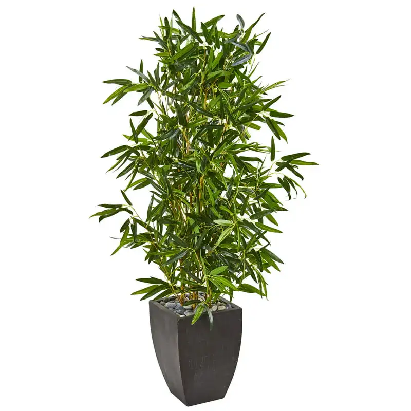 

Bamboo Artificial Tree in Black Planter (Real ) UV Resistant (Indoor/Outdoor)