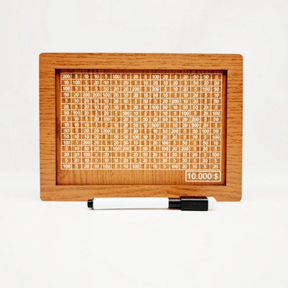 Handcrafted Wooden Money Box with Savings Goal Counter