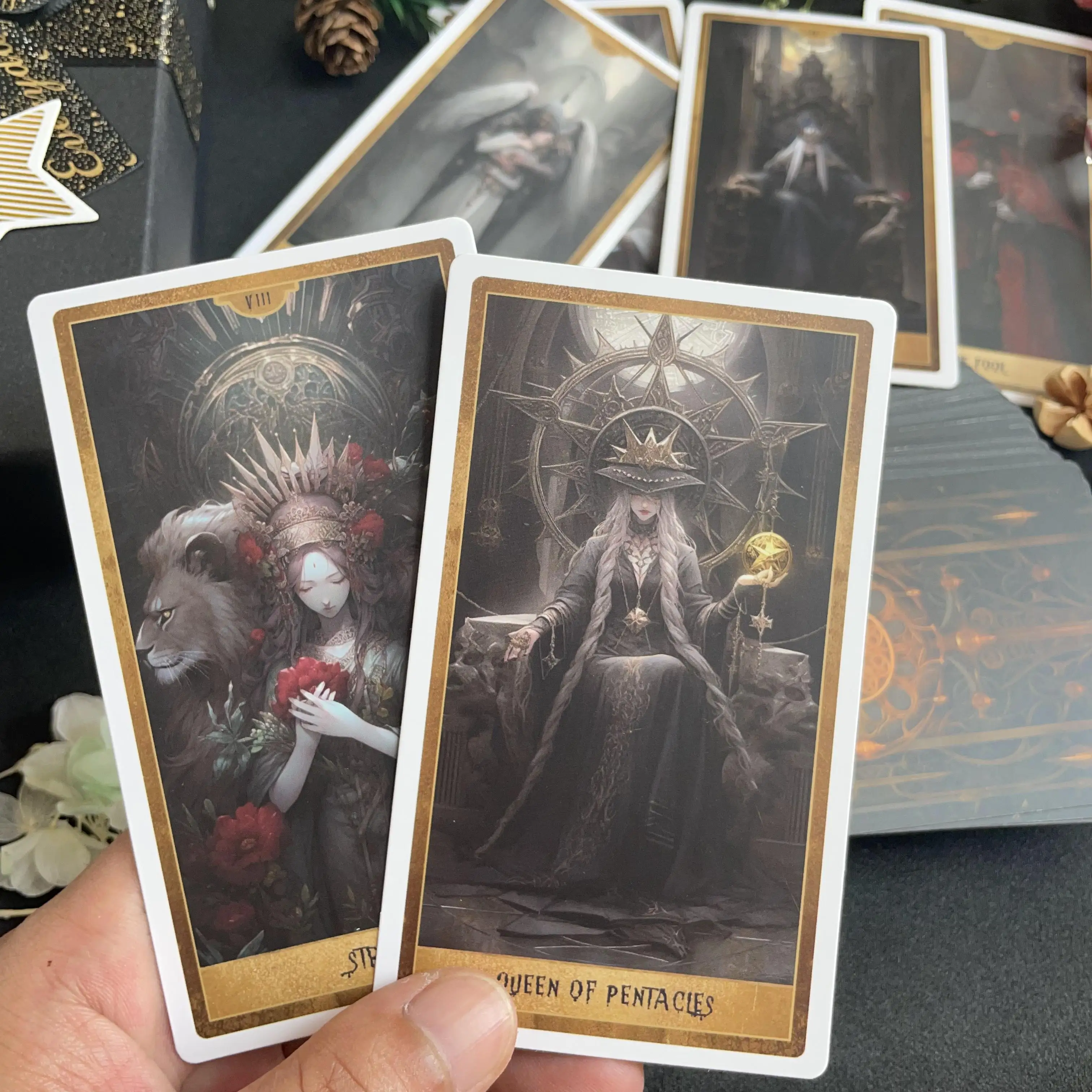 Professional New Gothic Tarot Cards Divination Deck Oracle Spanish 78 Beginners High Quality Matte 12x7 Attached PDF Guidebook
