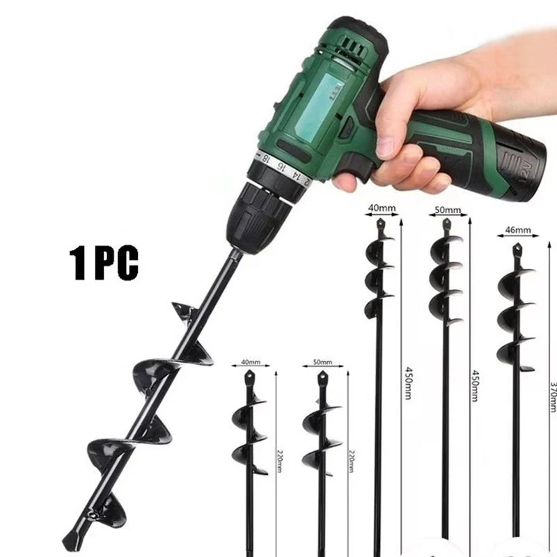 ZK20 Garden Auger Spiral Drill Bit Flower Planting Hole Digger Drill Bit Yard Gardening Bedding Planting Auger Spiral Hole