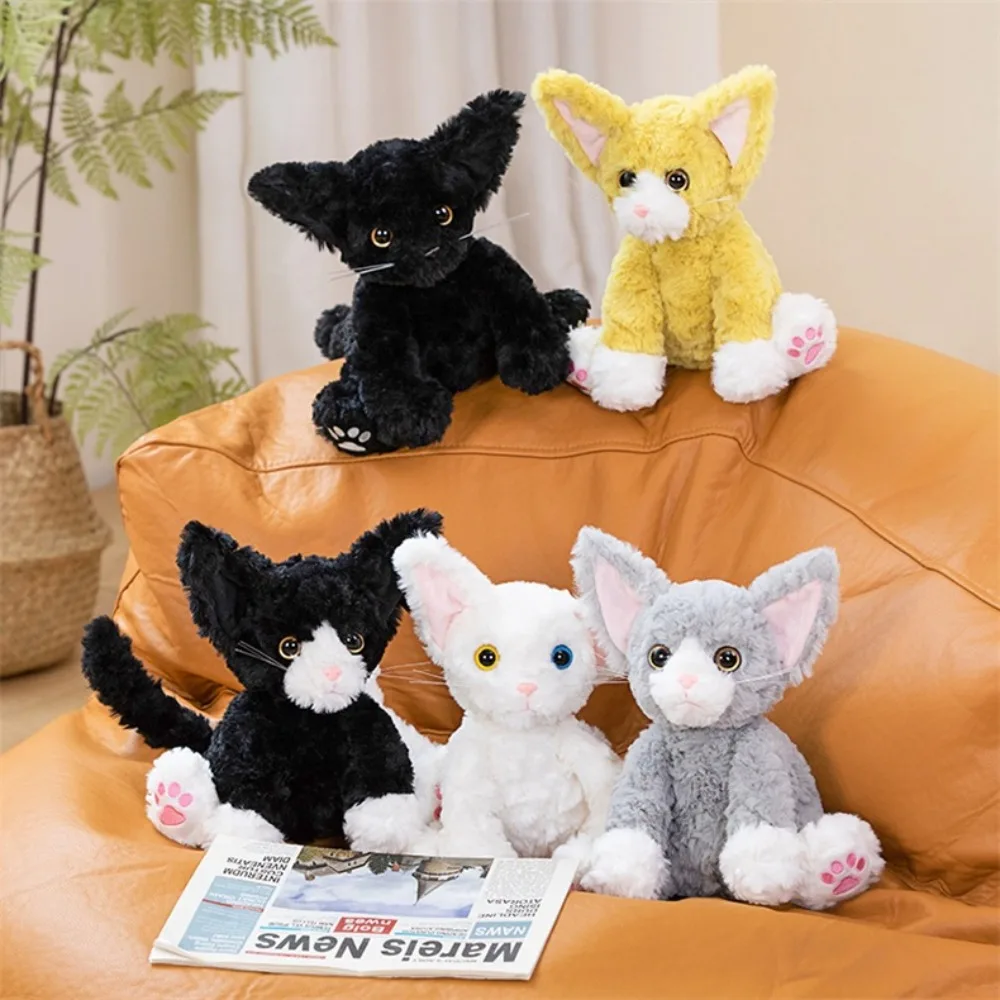 Huggable Cat Plush Toy Kids Gift Cute Stuffed Throw Pillow Big Eyes 26cm Black Cat Plush Doll Birthday Gift 1pc black white suede watch cushions watch pillow for case storage box wrist watch bracelet display stand holder organizer