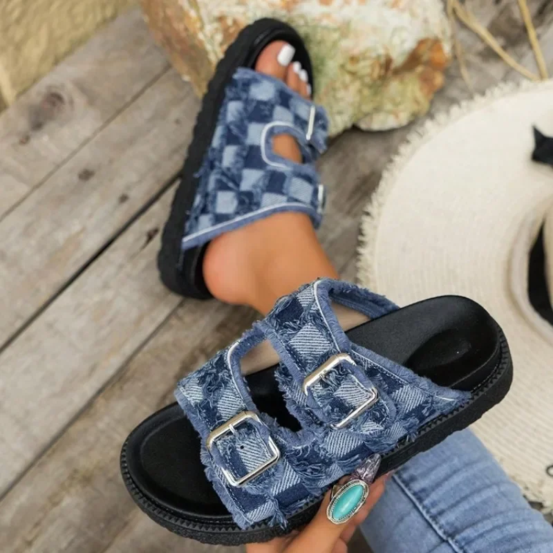 Women Slippers Summer Hot Sale Gladiator Slippers Beach Flat Walking Sandals Platform Slingback Slides Women Zapatos De Mujer — view 4
