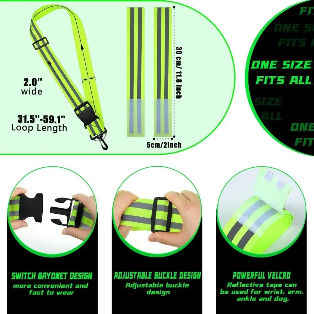 Safety Strap Green Night Reflective Waistband Arm Strap Nylon Arm and Leg Straps Legband Visibility Belt Outdoor