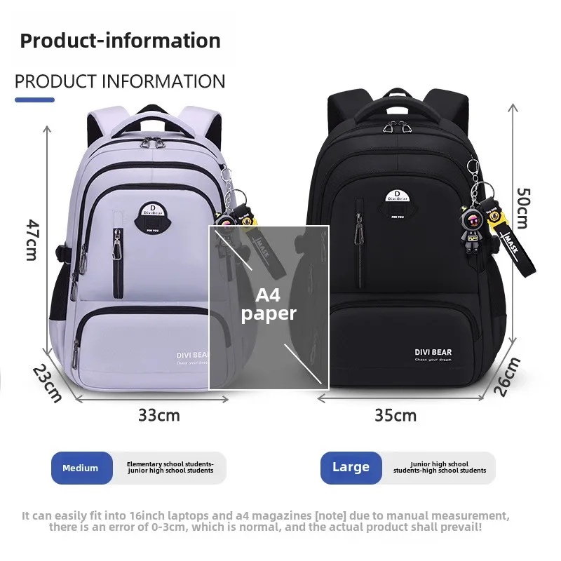 2025 Large capacity men's backpack with astronaut pendant 2 sizes of student school backpacks Student nylon school bags mochilas 6