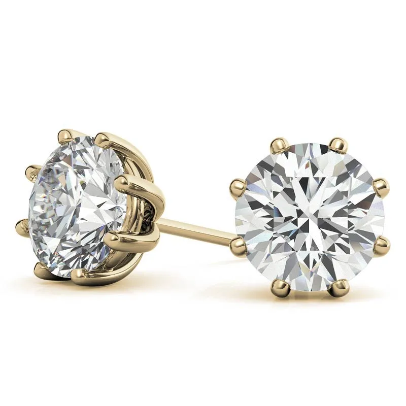 

Anziw Classic 925 Sterling Silver Stud Earring 8-Prong 5mm/6.5mm/8.0mm Round Moissanite Earrings for Women Girls Jewelry Gifts