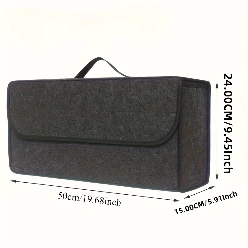 Car Trunk Storage Box 1-Pack: Foldable bag with compartments & handle, for SUVs/sedans/trucks, durable fabric