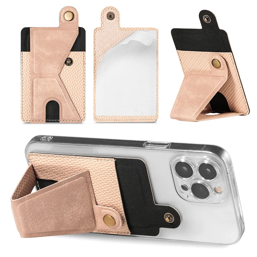 Universal Phone Pocket,Cell Phone Stick On Card Wallet Sleeve,Credit  Cards/ID Card Holder with Sticker, with Magsafe & Kickstand for Back of  iPhone