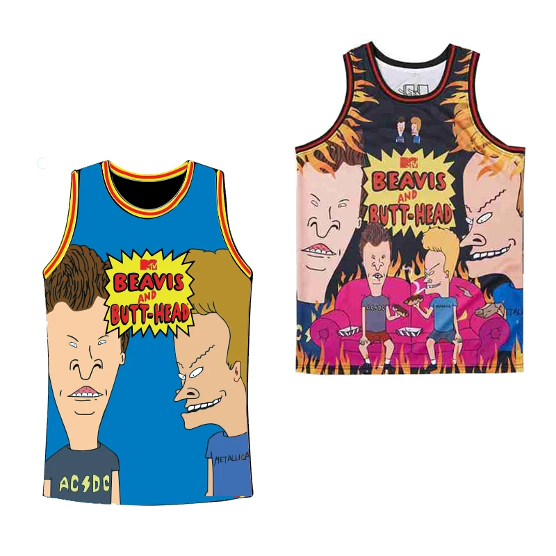 

Basketball Jerseys BEAVIS AND BUTT-HEAD BURN THE HOUSE DOWN SHORTS Jersey Sewing Embroidery High-Quality Outdoor Sports Black