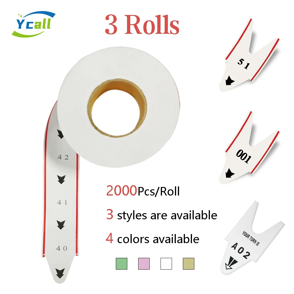 3 Rolls/Pack Take a Number Tickets 2-3 Digit Turn O Matic 2000 Labels/Roll for K-T Ticket Dispenser Counter Queuing System