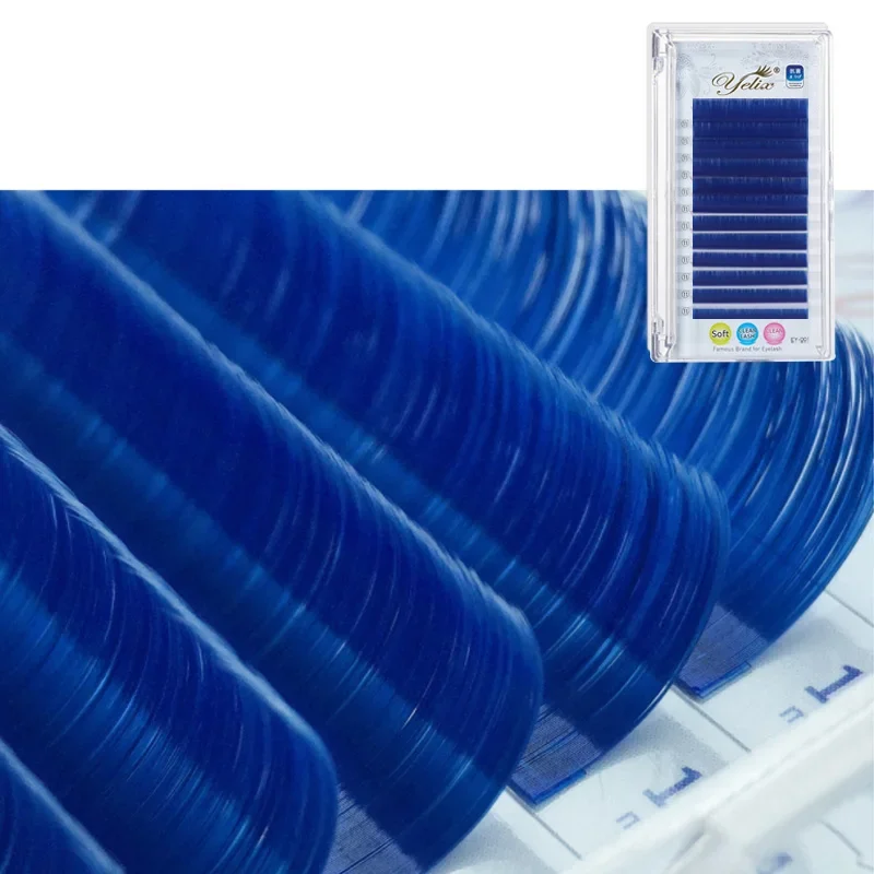 Extensiones de pestañas Yelix Easy Fan, volumen, pestañas de colores mezclados, pestañas de colores fáciles de aplicar en abanico, pestañas de colores rojo, verde, azul, marrón y morado