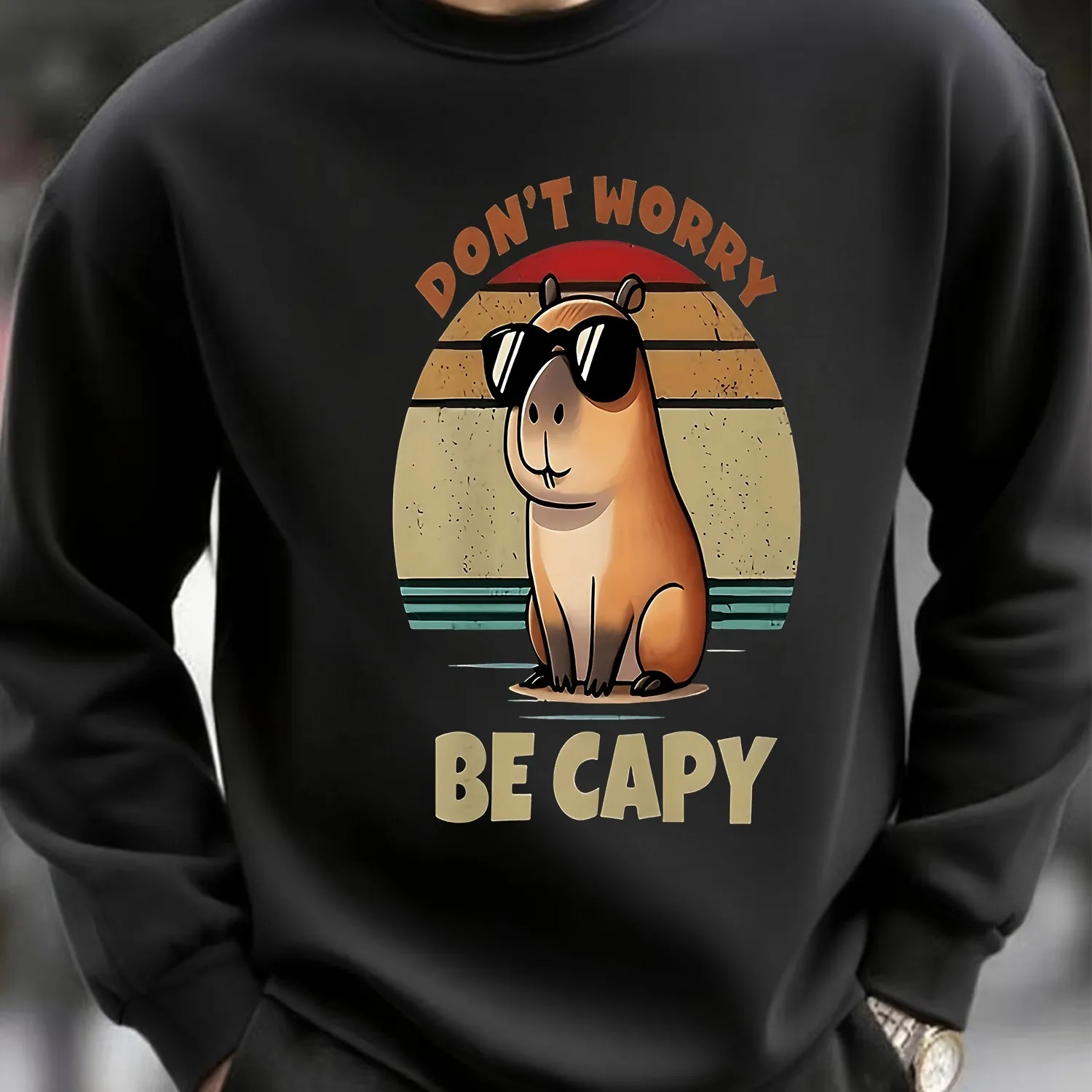 Men's Black Cotton Fleece Graphic Hoodie - Soft & Durable