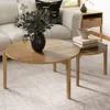 Kendall Round Modern Nesting Coffee Set of 2, Stacking Living Room Accent Tables, Light Brown 1