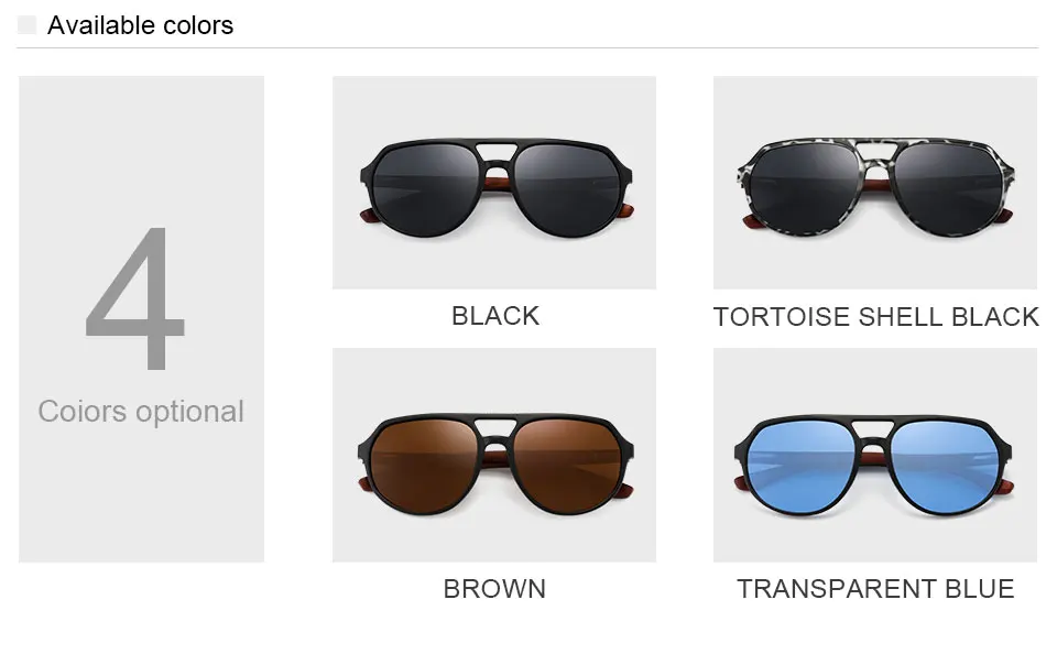 HU WOOD Polarisierte Sonnenbrille Männer Luxus Marke Vintage Gläser Neue Design Holz Pilot Sonnenbrille Fahren Gläser Stil GR8049 – Detail 4