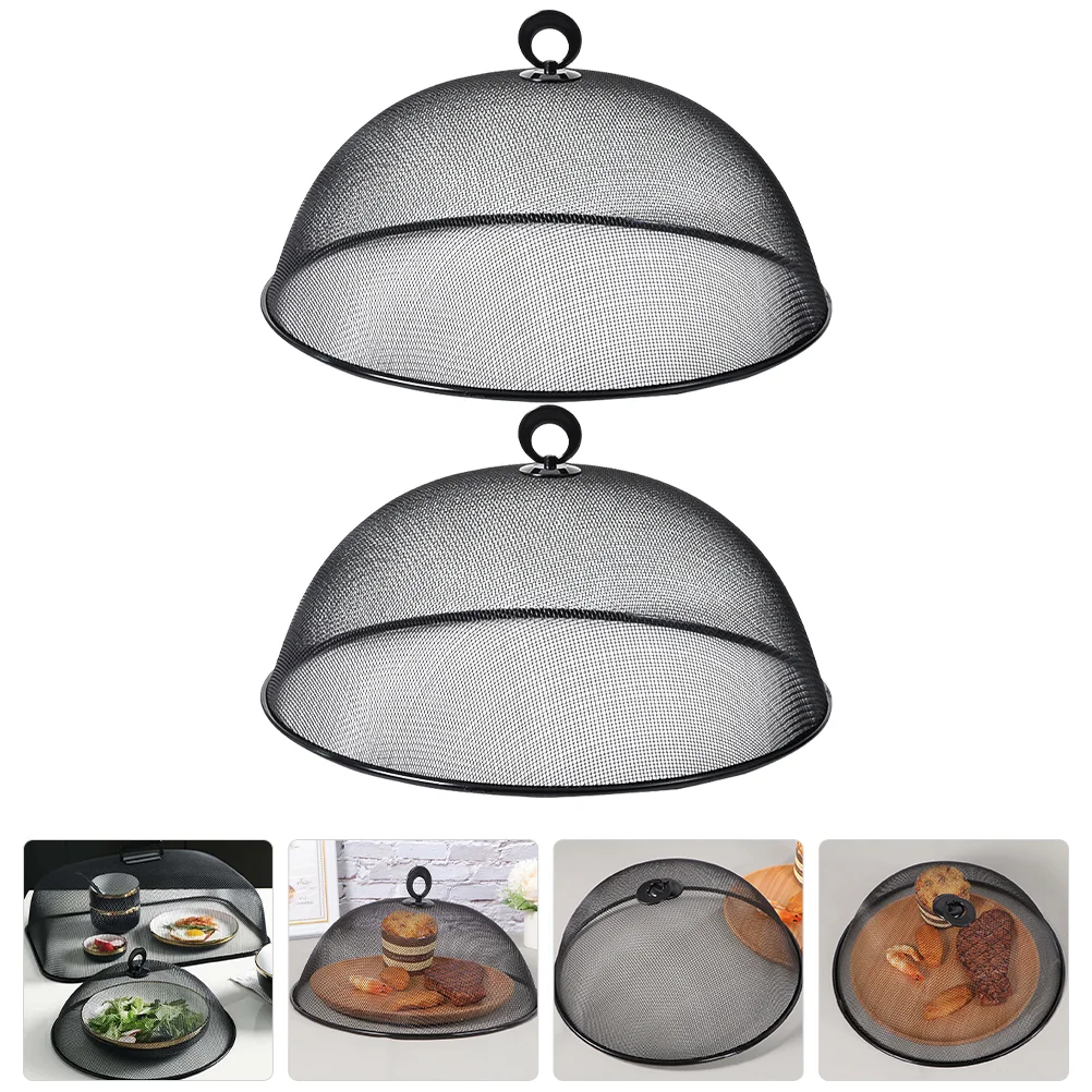 

Mesh Food Cover Stainless Steel Dome Protector Round Screen Tent Kitchen Outdoor Picnic Black