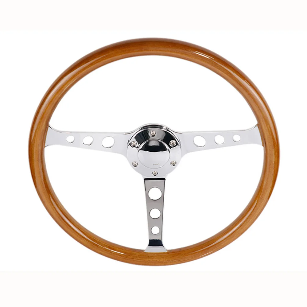 Volant De Voiture Classique En Bois 15 Pouces (380mm) - Avec Système à Dégagement Rapide - Neuf