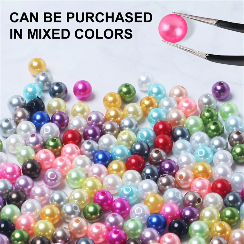 Plastic Beads Imitation Pearl Beads 3-12mm Mix Size Straight Holes Round for Needlework & Jewelry Making