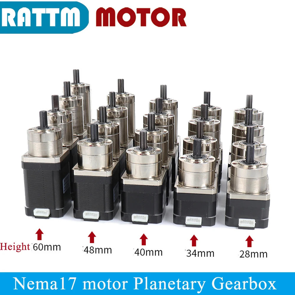 Planetary Gear para Impressora 3d 42 Nema17 Stepper Motor 17hs4401-pg Altura 28 mm 34 mm 40 mm 48 mm Cnc Part