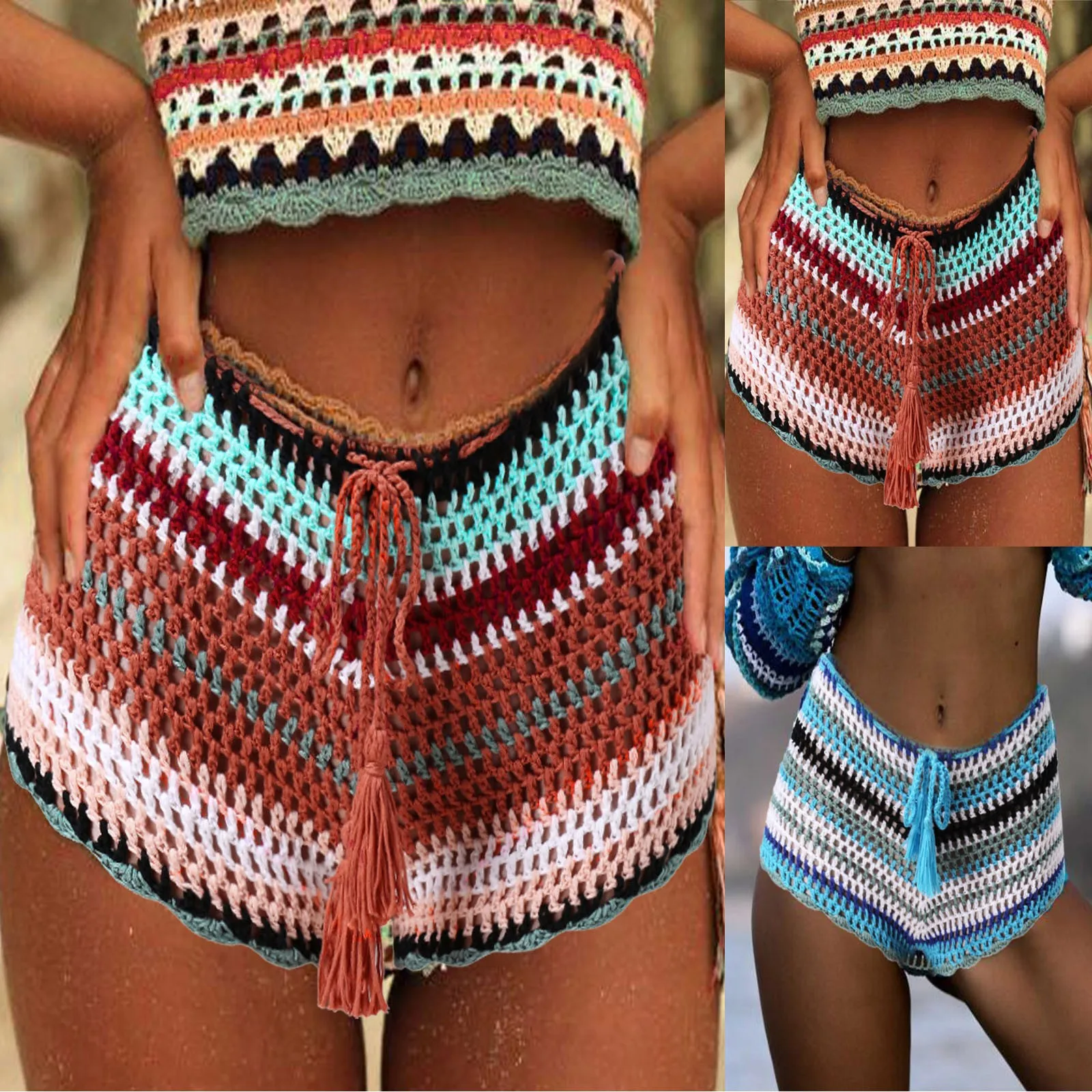 Femmes Crochet Évider Bikini Cache-Maillot De Bain Cordon Tricoté Shorts De Plage Vacances D'Été Bas De Bikini 2025 Nouveau 5 Sbea26B13D5014E3Ba1Eedfd7C5908C4Ag