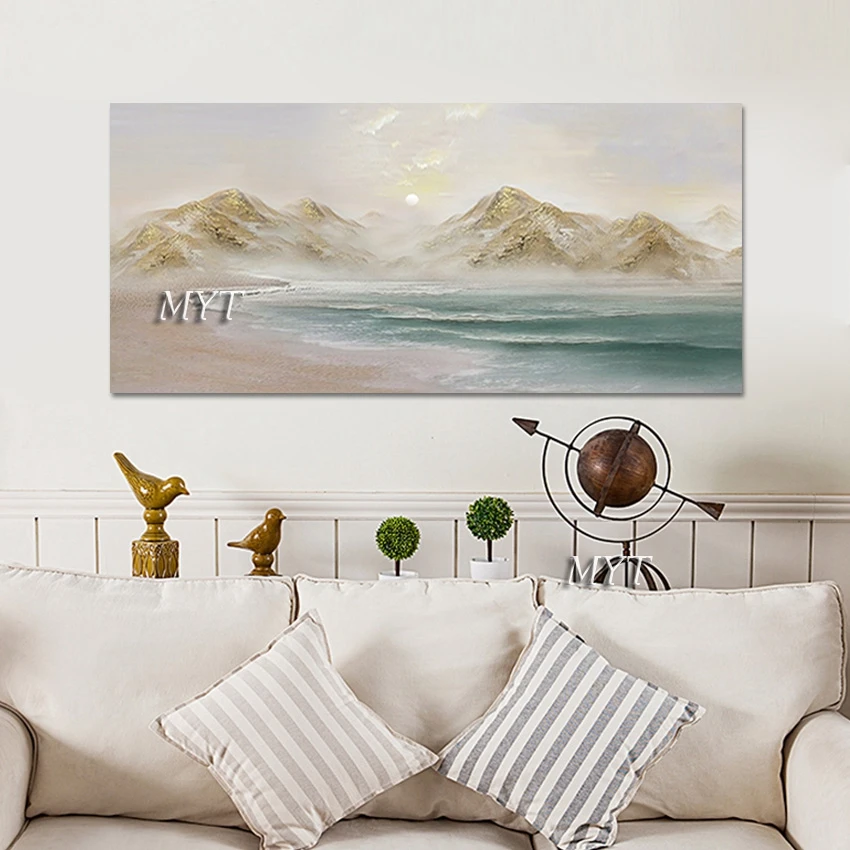 

Modern Seascape Beach 3d Picture Beautiful Scenery Mountain Handmade Paintings Canvas Abstract Wall Art Unframed Hot Selling