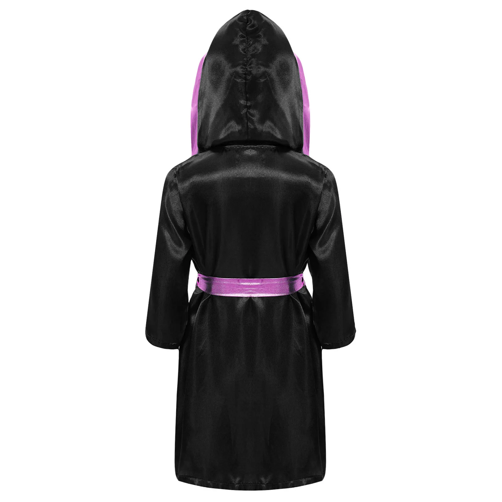 Kids Boys Boxing Robe Thai Kickboxing Costume Long Sleeve Open Front Hoodie Cloak with Belt Halloween Workout Fitness Clothes boxing robes