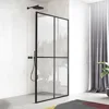 Shower Door Clear Tempered Glass,Framed Shower Screen Panel for Walk-in Bathroom,34”*74” Matte Black Silk Print Finish Shower 1