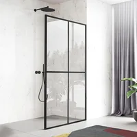 Shower Door Clear Tempered Glass,Framed Shower Screen Panel for Walk-in Bathroom,34”*74” Matte Black Silk Print Finish Shower 1