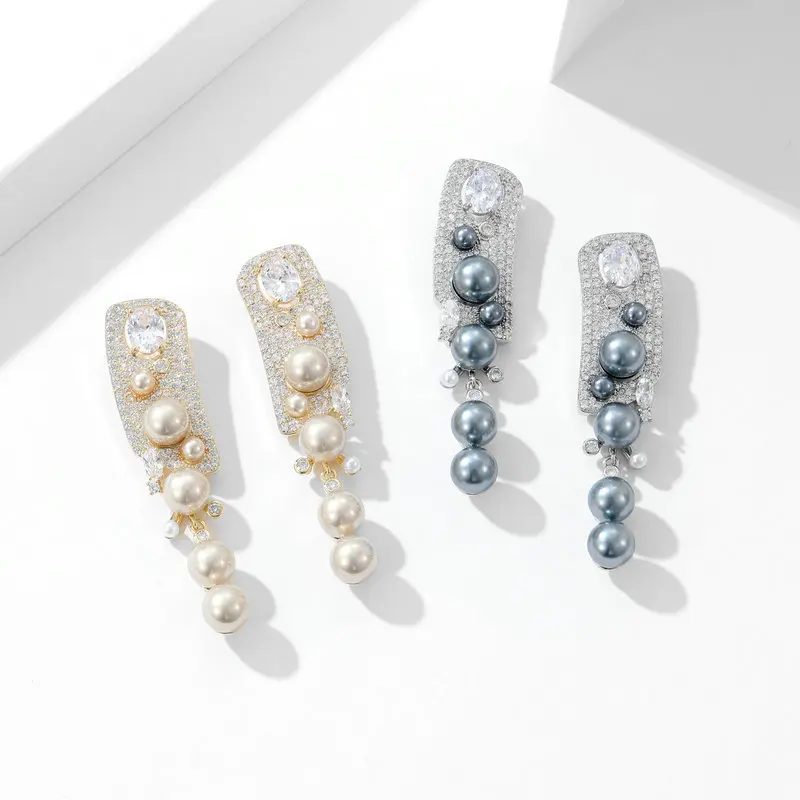 French Fashion Temperament Pearls Tassels Dangle Earrings S925 Silver Needle Wedding Party Luxury Brand Jewelry Eardrop