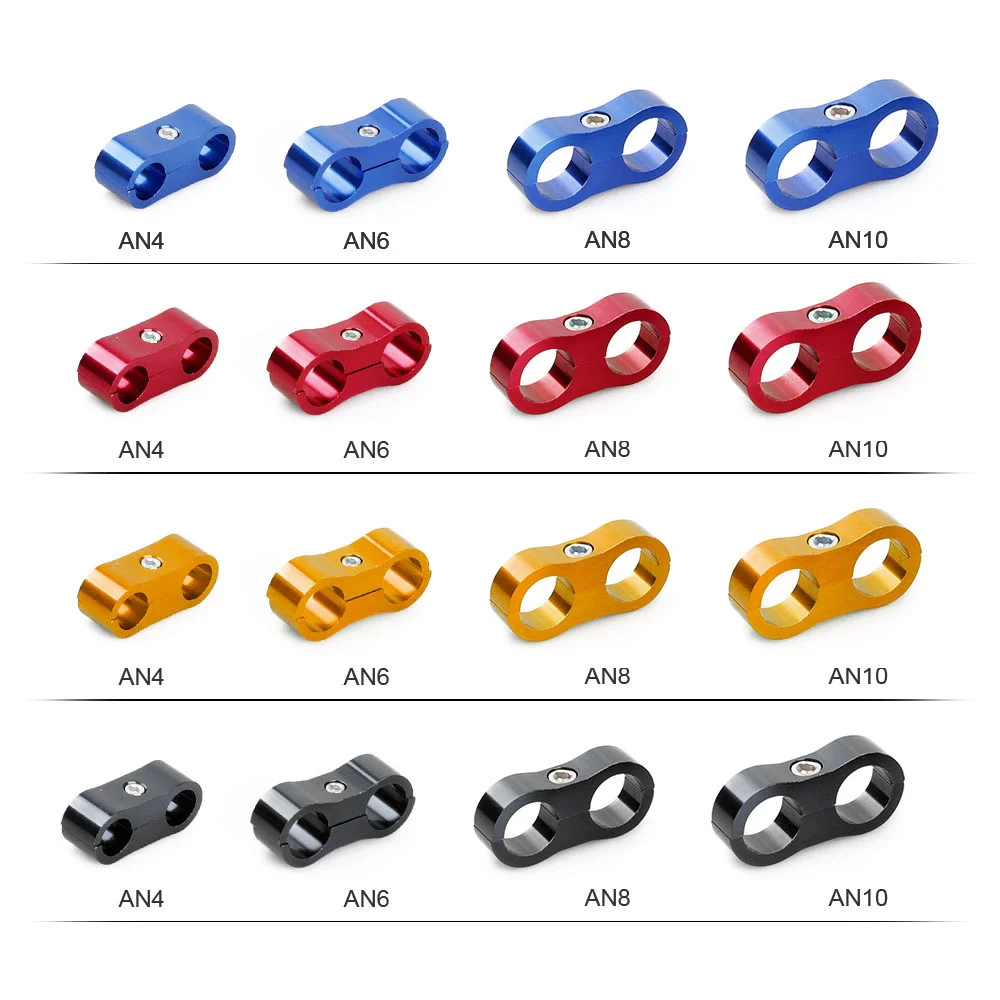 AN4 AN6 AN8 AN10 Anschlüsse Eloxierte Leitungsklemmen für Automobilanwendungen Gummischlauchklemmen Leitung Öl Kraftstoff Wasser Lupo Separator Kit Rohrklemmen – Detail 5