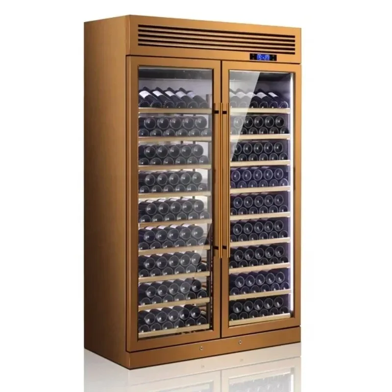 European Thermostatic Wine Cabinet Wine Cooler Cabinet 200 Bottles Full Fridge Commercial