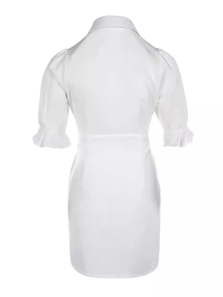 【SINOON】 COLLAR MINI DRESS (WHITE) cloud-nine-chic-white-collared