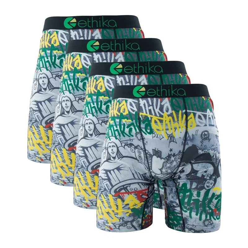4PCs Ethika Sexy Men Underwear Boxer Shorts Hot Printed Panties Lingerie Man Underpants Boxershorts Plus Size Boxer Briefs XXXL 3